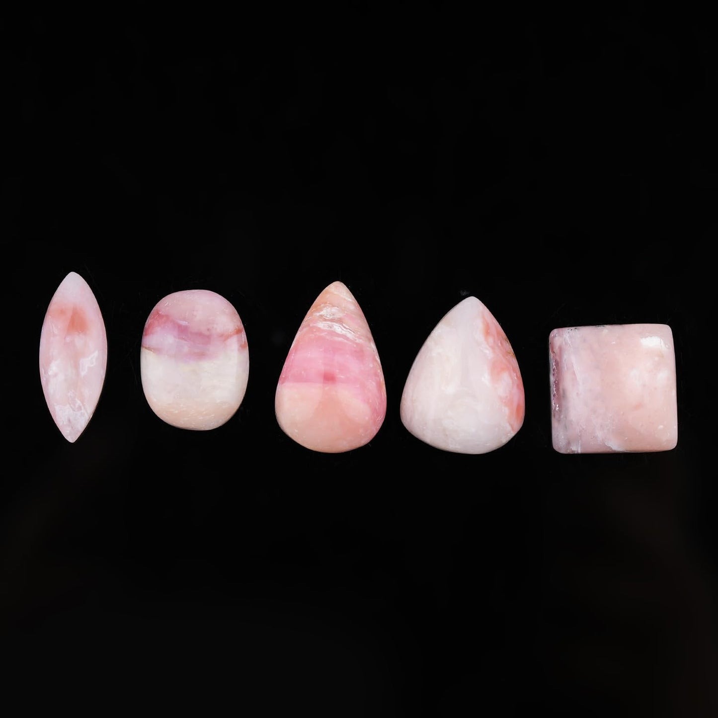 ColouredRocks (5pcs. PINK OPAL, Mix Shape, Natural Cabochon Crystals, Loose Gemstone, Wholesale Polished Supply, Jewelry Making, DIY Craft, Gem Collection (15-18mm free size)
