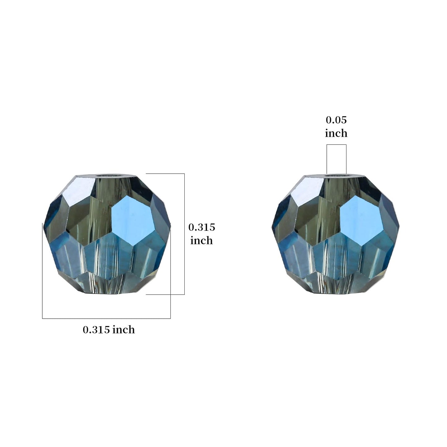 Novborcz 200PCS 8MM Blue Round Crystal Glass Beads for Jewelry Making, DIY Craft
