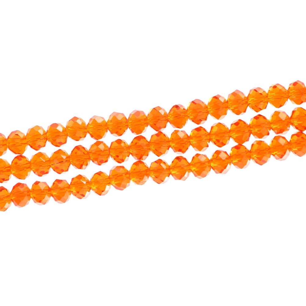 200pcs Czech Faceted Rondelle Crystal Glass Loose Beads 6mm Spacer Bulk Sun (Orange) for DIY Craft Jewelry Making CCR612