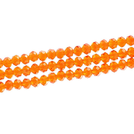 200pcs Czech Faceted Rondelle Crystal Glass Loose Beads 6mm Spacer Bulk Sun (Orange) for DIY Craft Jewelry Making CCR612