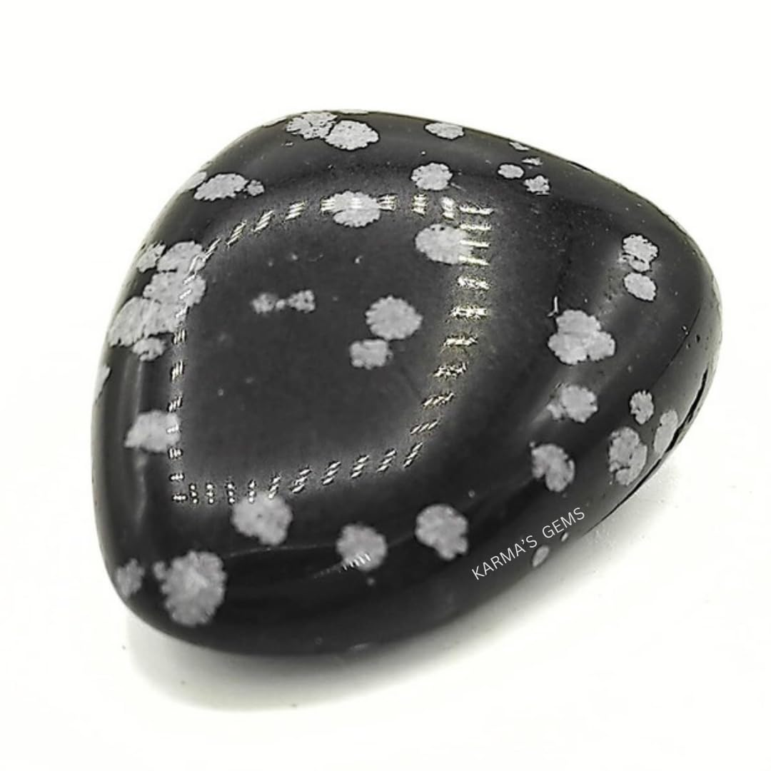 Karma Gems Snowflake Obisidian Tumbled Stones Natural Crystal Kit for Reiki Healing Crystal Polished, Tumble Stones, Chakra Balancing, Reiki Gift, Home Decor (15-25 MM)