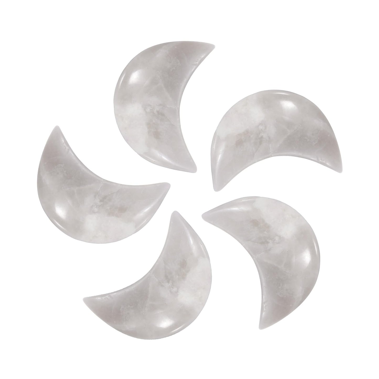 MECCANIXITY 5 Pcs Moon Crystal Worry Stone, 0.5 Inch Length Natural Agate Moon Gemstone Bulk, Carved Pocket Stones for Meditation Balancing Pendant Decor