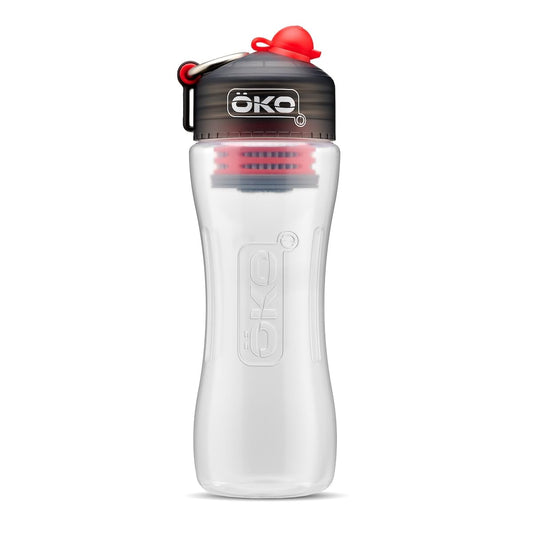 ÖKO H2O Filtration Water Bottle with Advanced Electro-Adsorption Filter, Portable Water Filter Bottle for Travel, Hiking & On The Go, BPA-Free Reusable Bottle, Long Lasting 100 Gallon Filter, 22 Oz