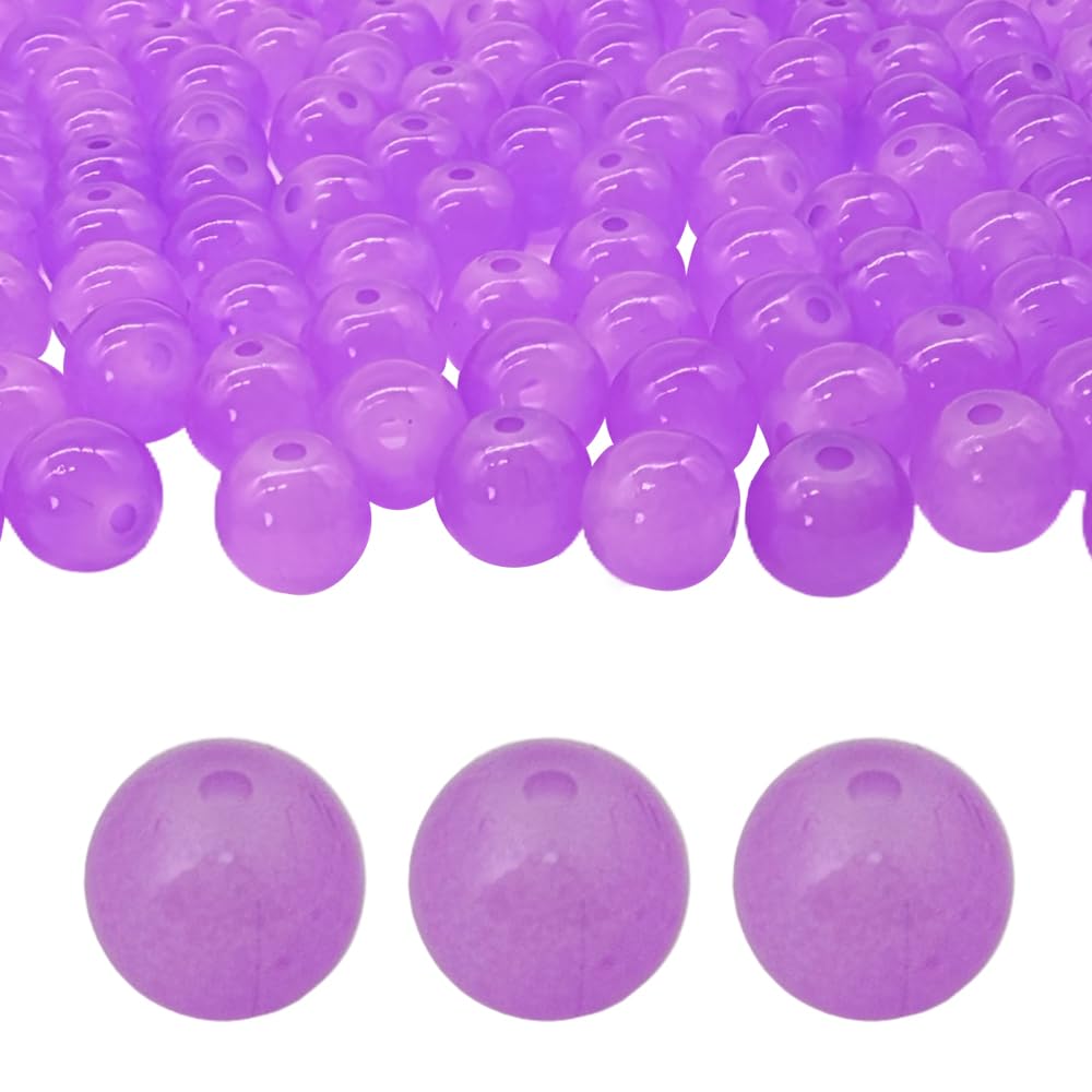 PAMIR TONG 400pcs 8mm Round Glass Beads for Bracelet Pretty Smooth Loose Beads for Necklace-Earring-Jewelry Making and DIY Crafts (Lavender)