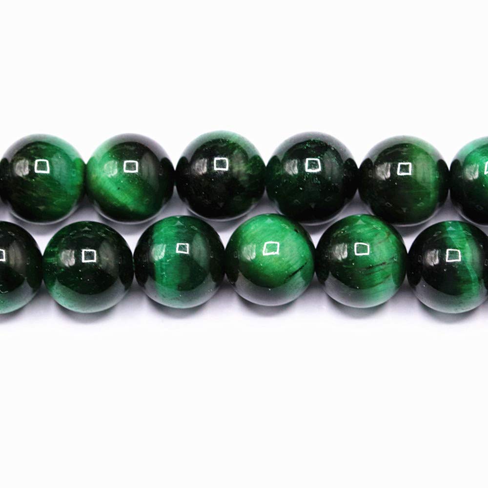 PLTbeads Natural Gemstone Loose Beads Smooth Round Approxi 15 inch DIY Bracelet Necklace for Jewelry Making (8mm, Green Tiger Eye)
