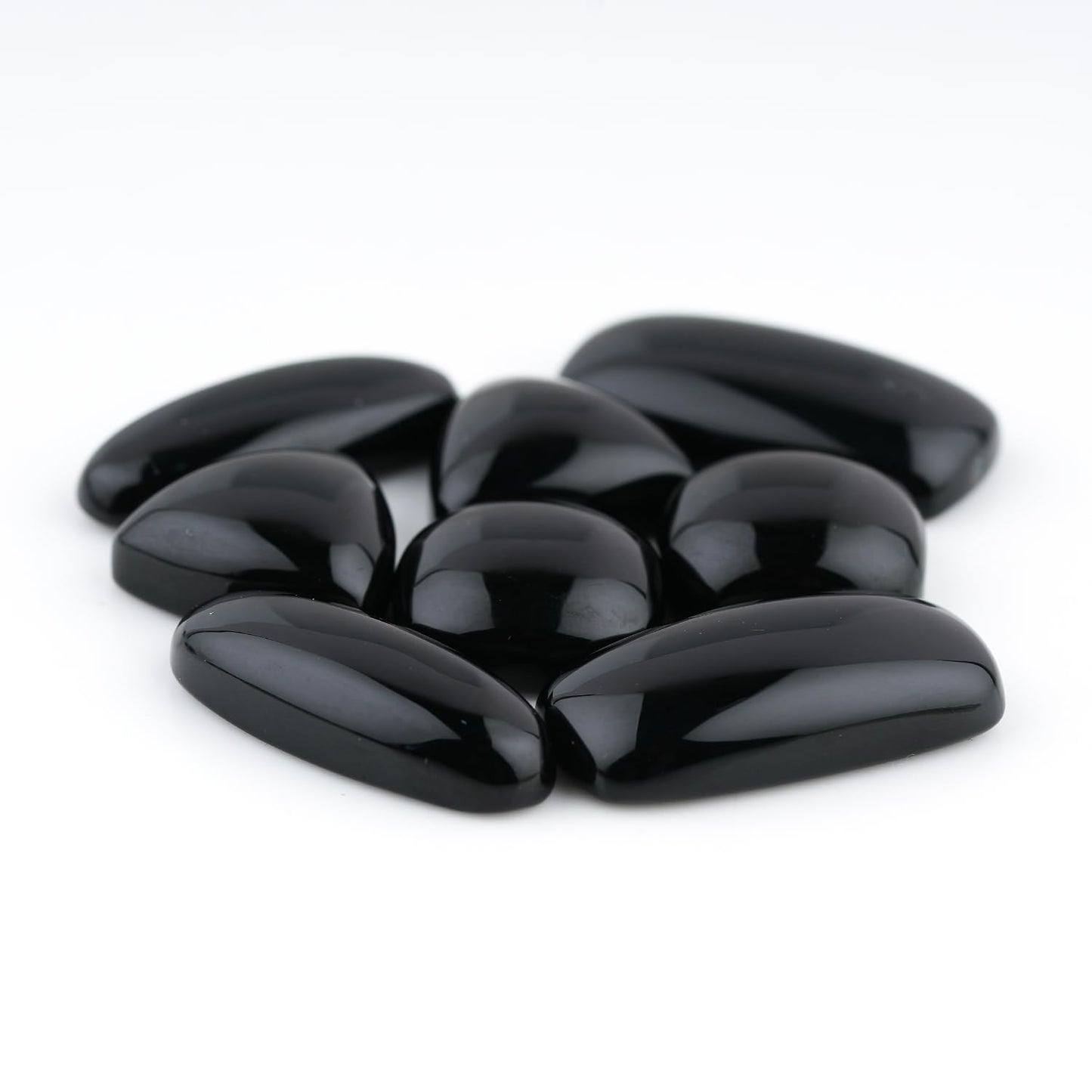 GemSymphony Natural Black Onyx Gemstone Cabochon Pack of 3 Mixed Shapes – Polished Crystal Stones for Jewelry Making Supply, Healing, Reiki & DIY Crafts, Natural Gem Cab Set for Wire Wrapping (10-20 mm)