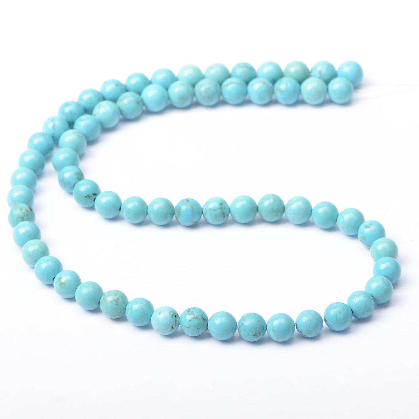AD Beads Natural Gemstone Round Loose Beads 15" for Bracelet Necklace Earrings Jwelery Making Crafts DIY (6mm, Blue Turquoise)
