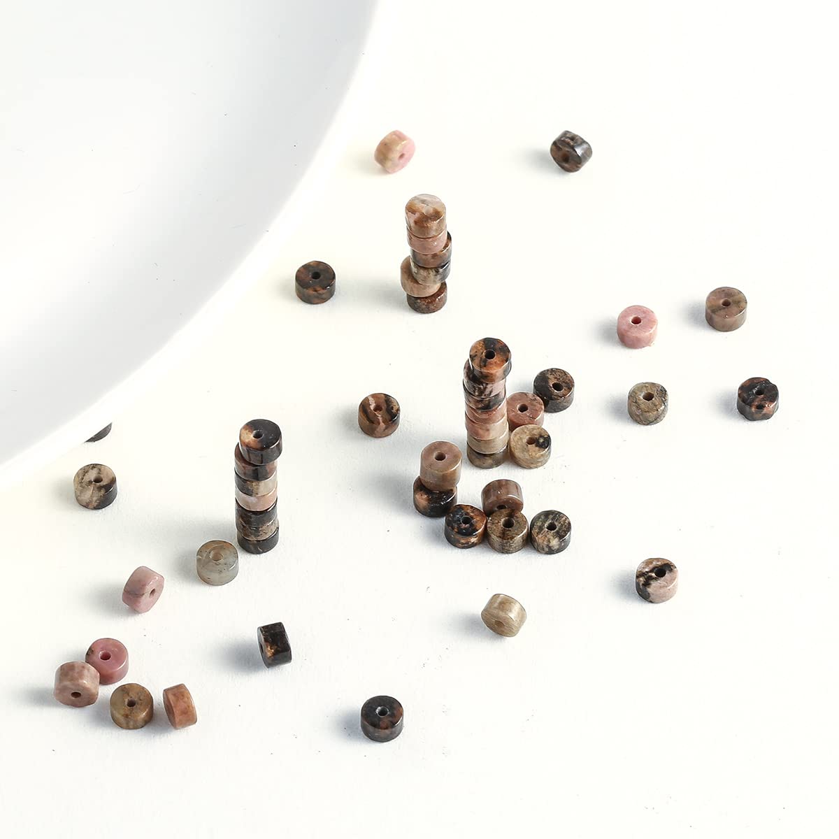 Natural Rhodochrosite Stone Spacer Beads 4x2mm 38cm/str Flat Round Loose Semi Gemstone Caps for Making Bracelets Necklace