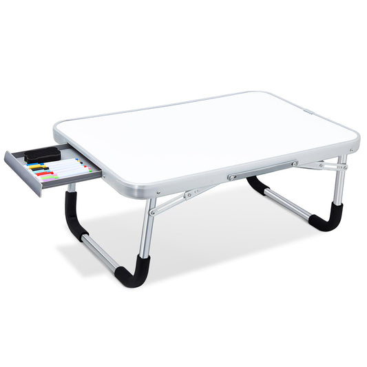 Suzile 1 Pc Portable Lap Desk with Dry Erase Board, Foldable Bed Tray Table with Storage Drawer, Markers & Eraser, Whiteboard Writing Surface for Couch, Sofa, Drawing, Writing, Home Office