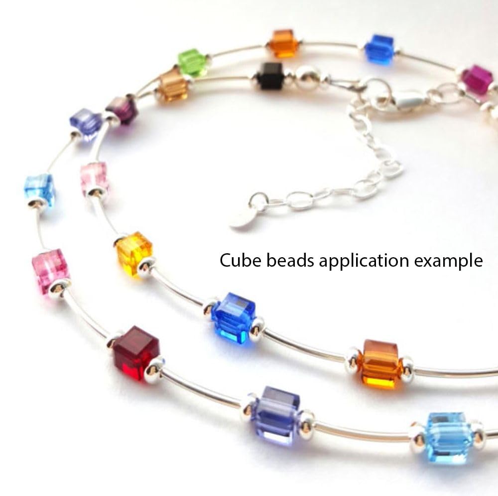 200pcs Czech Faceted Cube Crystal Glass Loose Beads Spacer Bulk 6mm (0.24 Inch) Amethyst for DIY Jewelry Craft Making CCC627