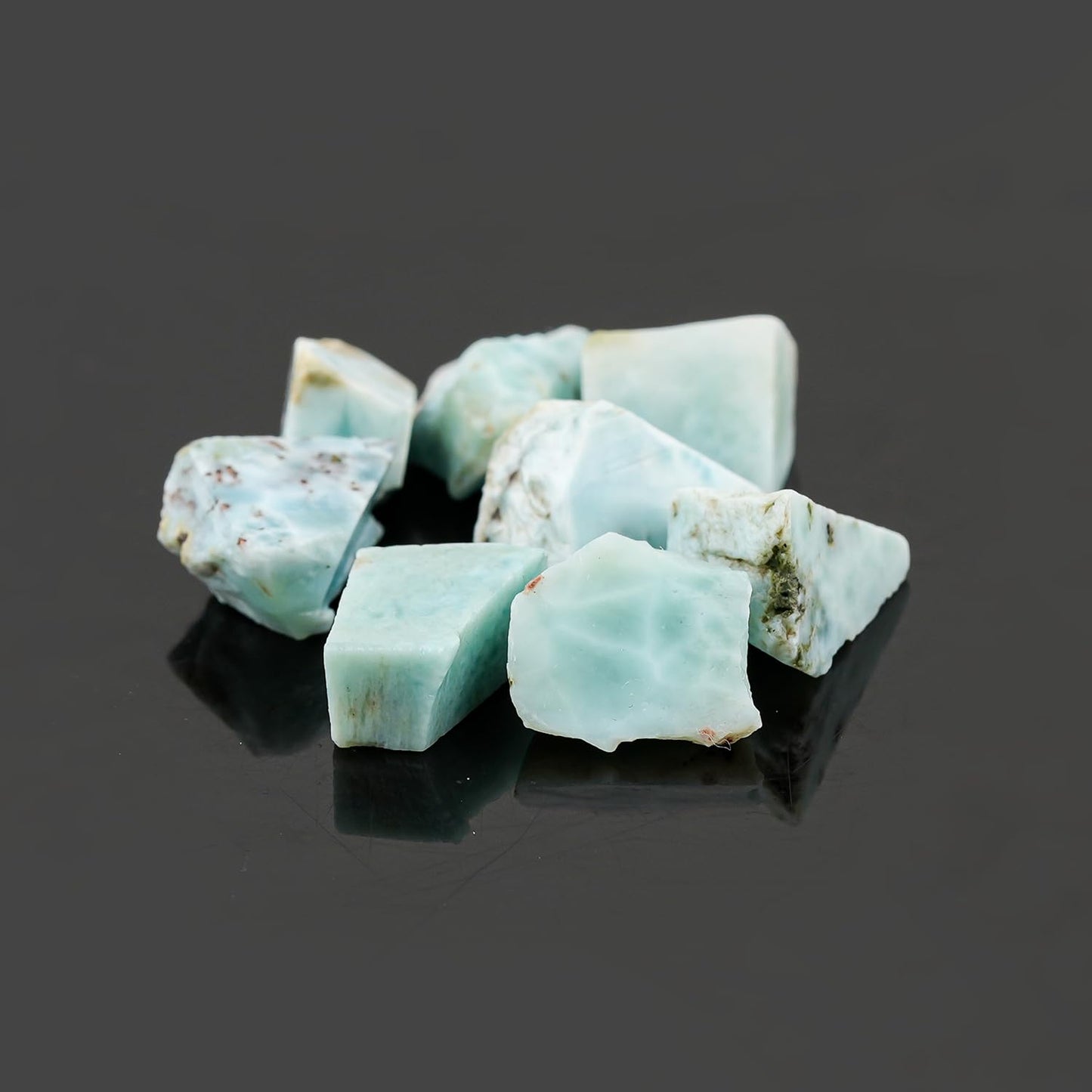 ColouredRocks 50 carats Blue Larimar Pectolite Crystals, Raw Stones, Rough Gemstones, Jewelry Making Supply, Cabbing, Polishing, Cutting, DIY, Crafts (8pcs) (8-12mm)