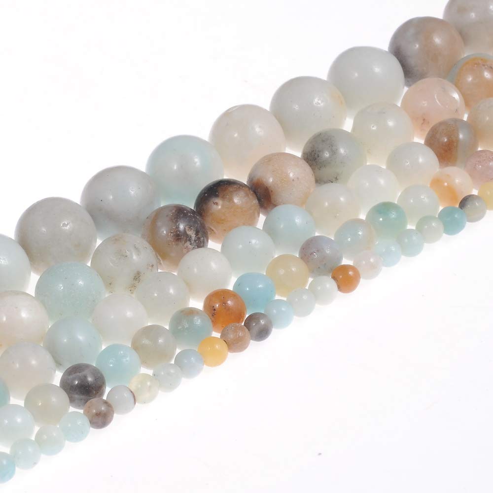 Natural Stone Beads 10mm Amazonite Gemstone Round Loose Beads Crystal Energy Stone Healing Power for Jewelry Making DIY,1 Strand 15"
