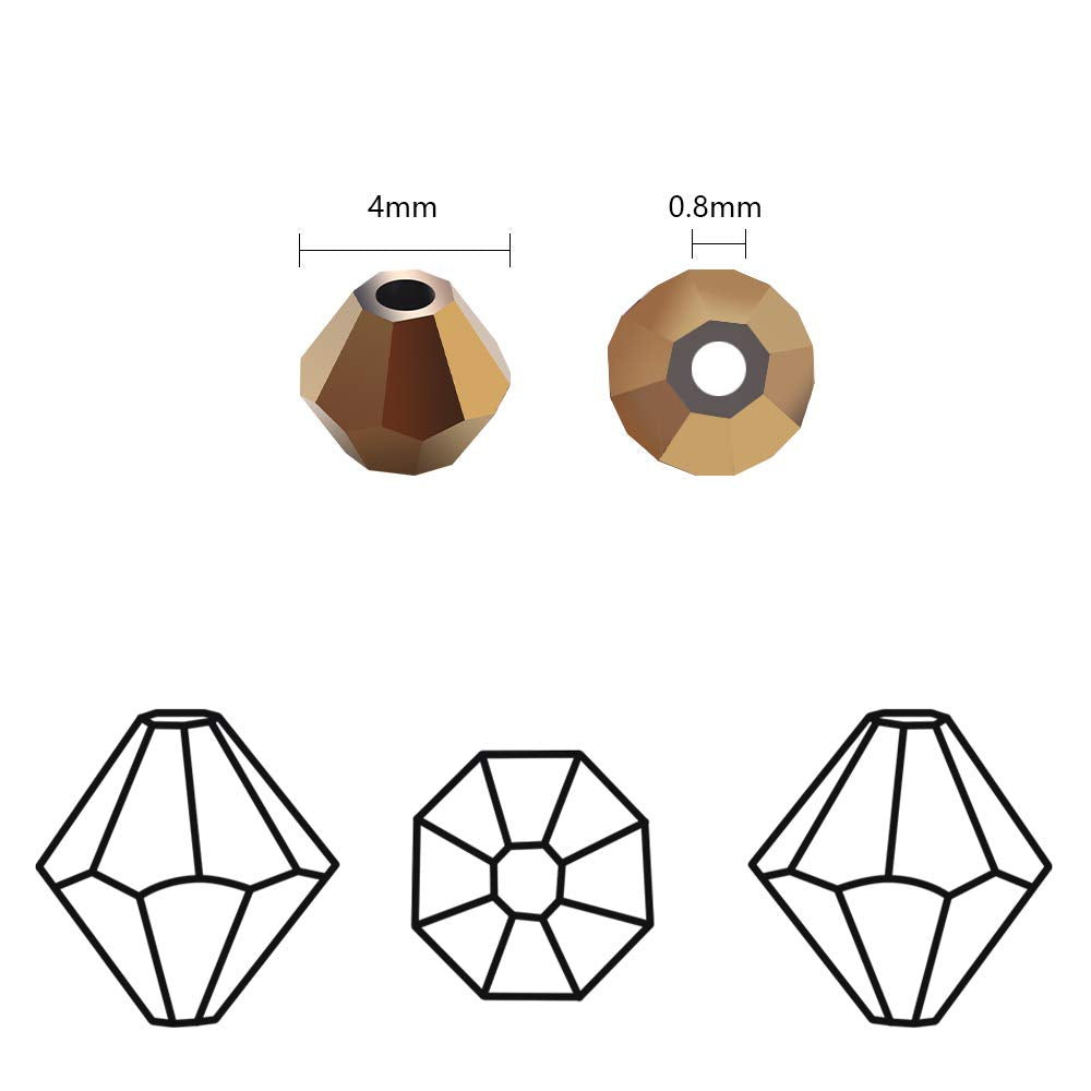 Crystal Glass Beads for Jewelry Making, Faceted Crystal Beads 4MM Bicone Shaped Bead for Bracelet Nacklace Earrings DIY Beading (14 Colors &1400pcs Total)