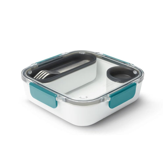 BLACK + BLUM Bento Box Style Compartment Food Container | Packed Lunch Box with Stainless-Steel Travel Fork, Leak-Proof, Microwave Safe | Ocean Blue, 34 oz / 1000 ml