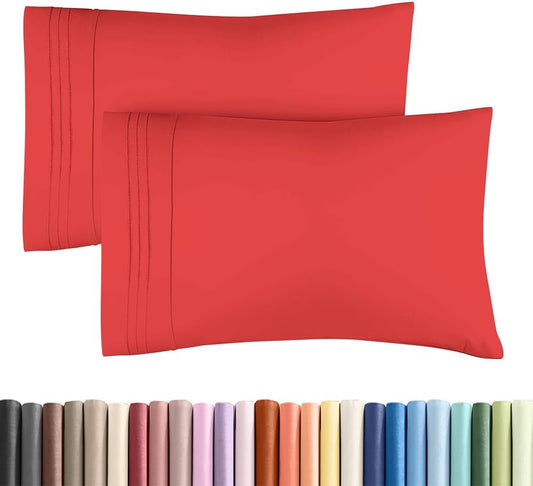 Standard Pillow Cases by [Brand Name] - Ultra-Soft Hotel Quality Covers | Comfy, Wrinkle-Free & Stain Resistant - Set of 2 in Red