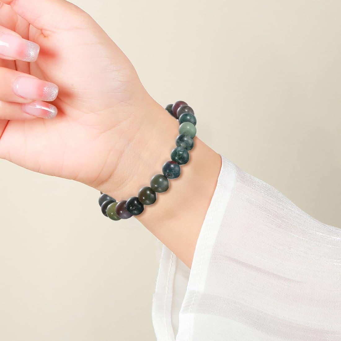 Udolfly Womens Crystal Beaded Bracelets for Women Men Protective Energy Bracelet Natural Gemstone Bead Bracelet 6mm Agate