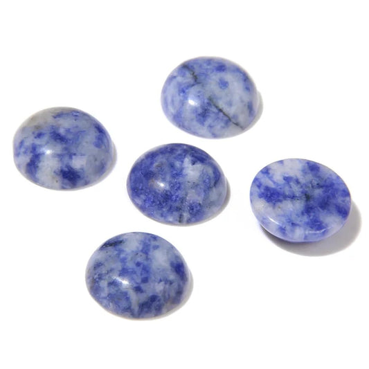 20pcs 6mm Natural Stone No Hole Blue Sodalite Semicircle Smooth Cabochons Beads Healing Chakra Crystal Stone Bead for Jewelry Making Rings Earrings Necklace Bracelet DIY Crafts