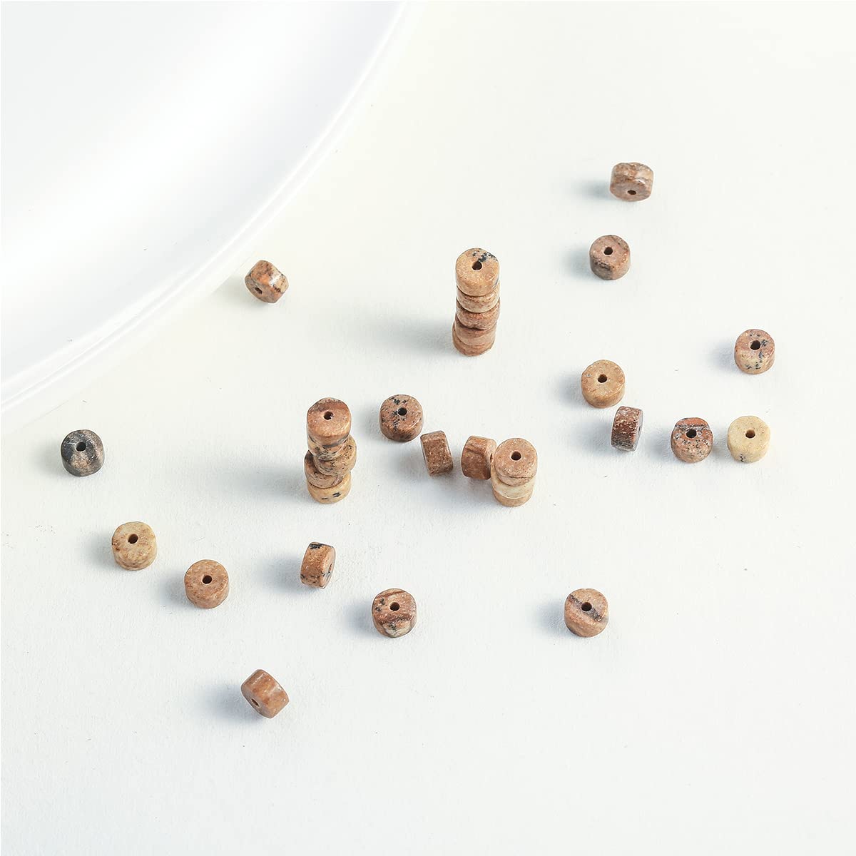 Natural Blown Picture Stone Spacer Beads 4x2mm 38cm/str Flat Round Loose Semi Gemstone Caps for Making Bracelets Necklace