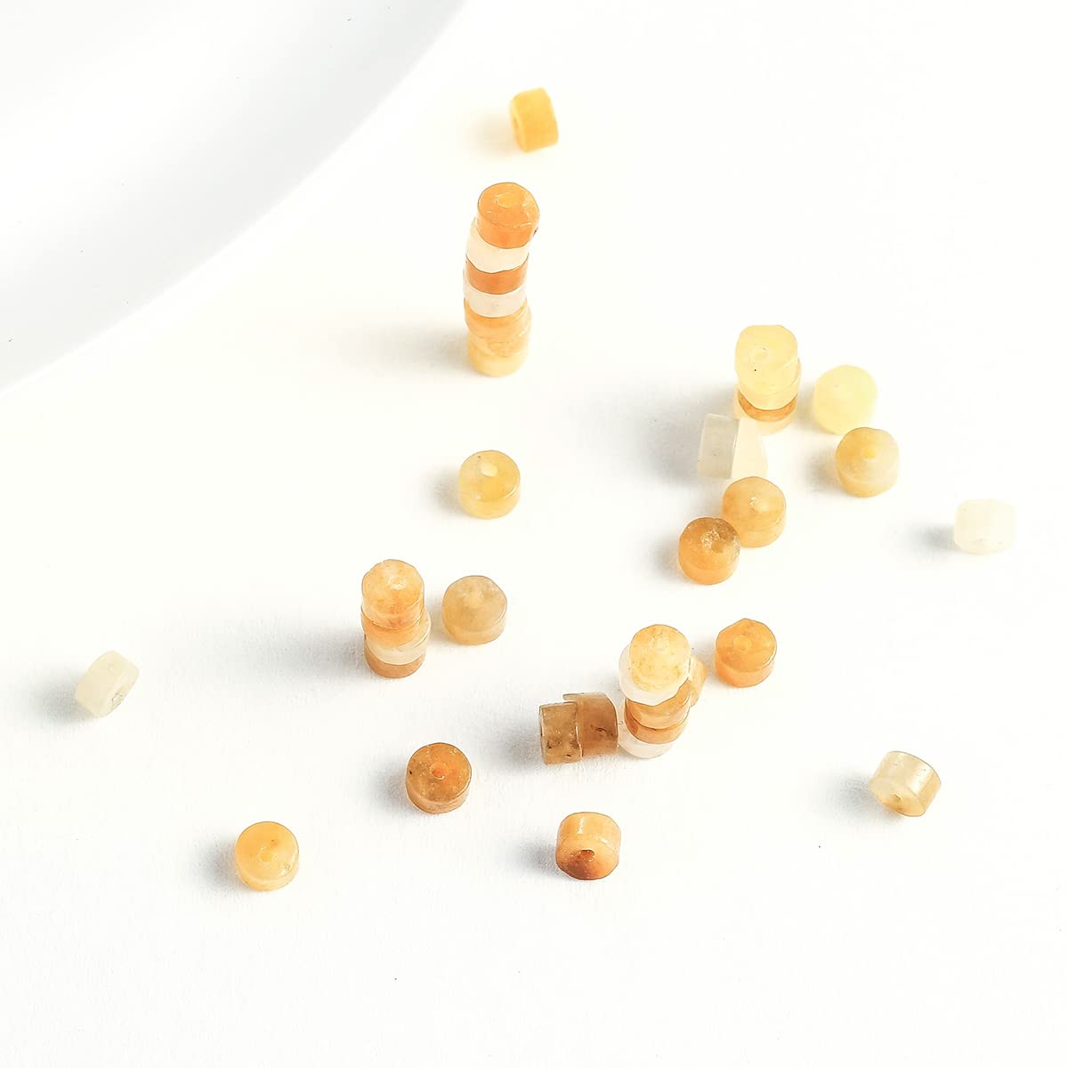 Natural Yellow Jade Stone Spacer Beads 4x2mm 38cm/str Flat Round Loose Semi Gemstone Caps for Making Bracelets Necklace