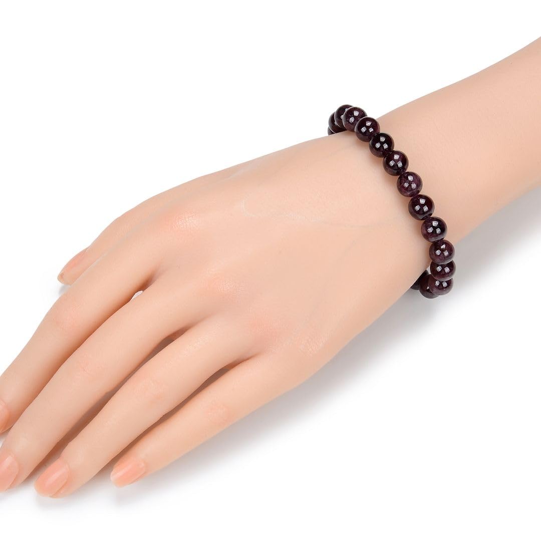 Adabele Real Natural Garnet Bracelet 8.5 inch Stretch Gemstone Beaded Bracelet Chakra Healing Crystal Stone Jewelry Women Mom Gift (Unisex) GB8-D8