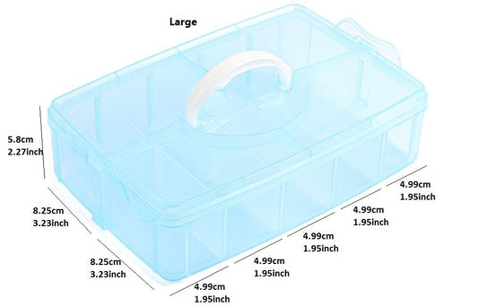 Kamay's 3-Tier Transparent Stackable Adjustable Compartment Slot Plastic Craft Storage Box Organizer Snap-Lock Tray Container 3 Sizes 4 Candy Colors Available (Large 30 Compartment, Red)