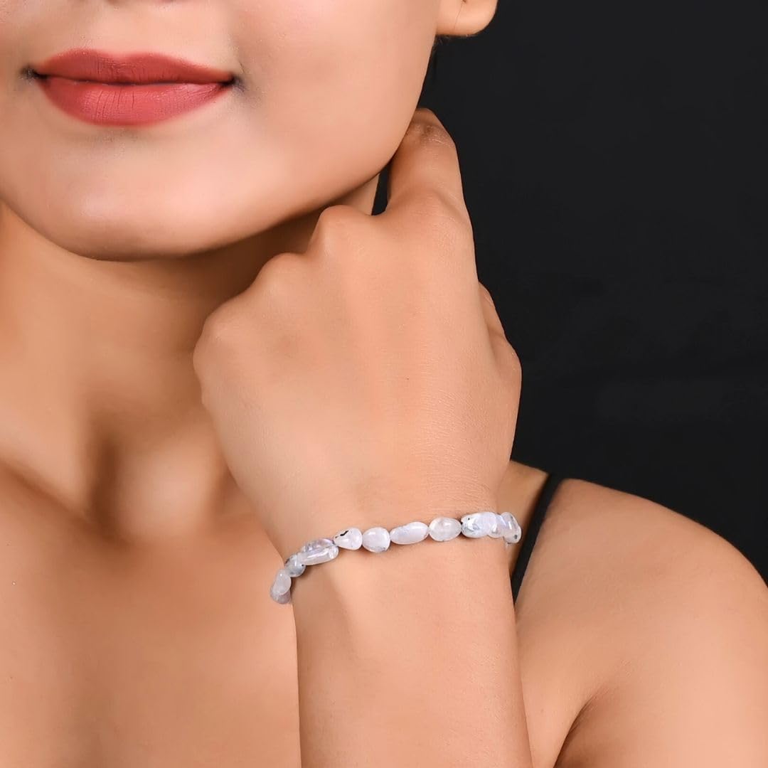 Gempires Gift Black Rutile Crystal Bracelets for Women, Beaded Bracelets, Oval Shape Crystals, Black Crystal Bracelets, Handmade, 8 inch 14k Gold Plated Adjustable Chain
