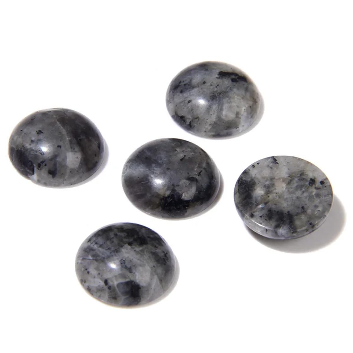 20pcs 10mm Natural Stone No Hole Black Labradorite Semicircle Smooth Cabochons Beads Healing Chakra Crystal Stone Bead for Jewelry Making Rings Earrings Necklace Bracelet DIY Crafts