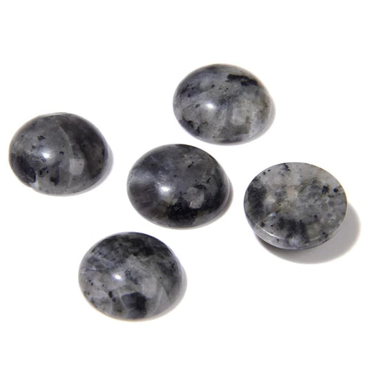 20pcs 6mm Natural Stone No Hole Black Labradorite Semicircle Smooth Cabochons Beads Healing Chakra Crystal Stone Bead for Jewelry Making Rings Earrings Necklace Bracelet DIY Crafts
