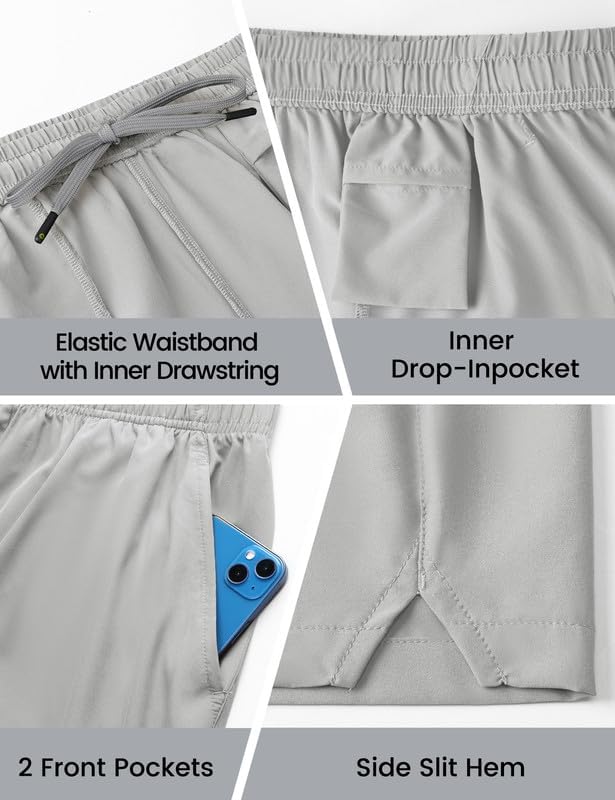 Nepest Men's 5?™â€?Athletic Running Shorts with Pockets, Lightweight Quick Dry Gym Workout Training No Liner Shorts