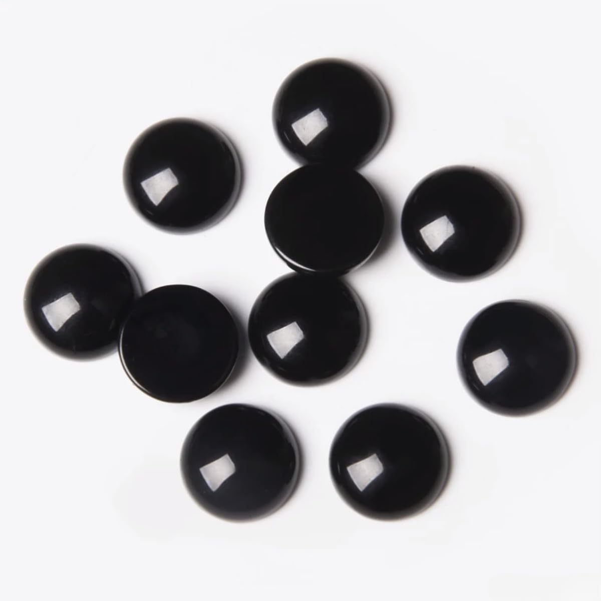 20pcs 4mm Natural Stone No Hole Black Agate Semicircle Smooth Cabochons Beads Healing Chakra Crystal Stone Bead for Jewelry Making Rings Earrings Necklace Bracelet DIY Crafts