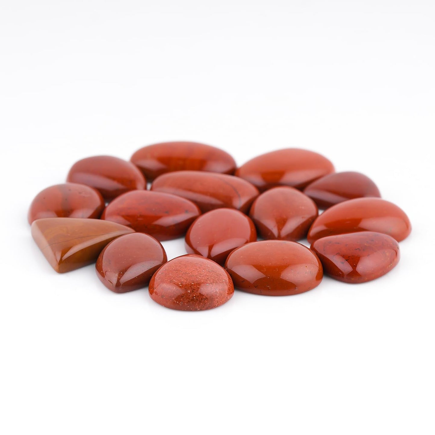 GemSymphony Natural Red Jasper Gemstone Cabochon Pack of 3 Mixed Shapes – Polished Crystal Stones for Jewelry Making Supply, Healing, Reiki & DIY Crafts, Natural Gem Cab Set for Wire Wrapping