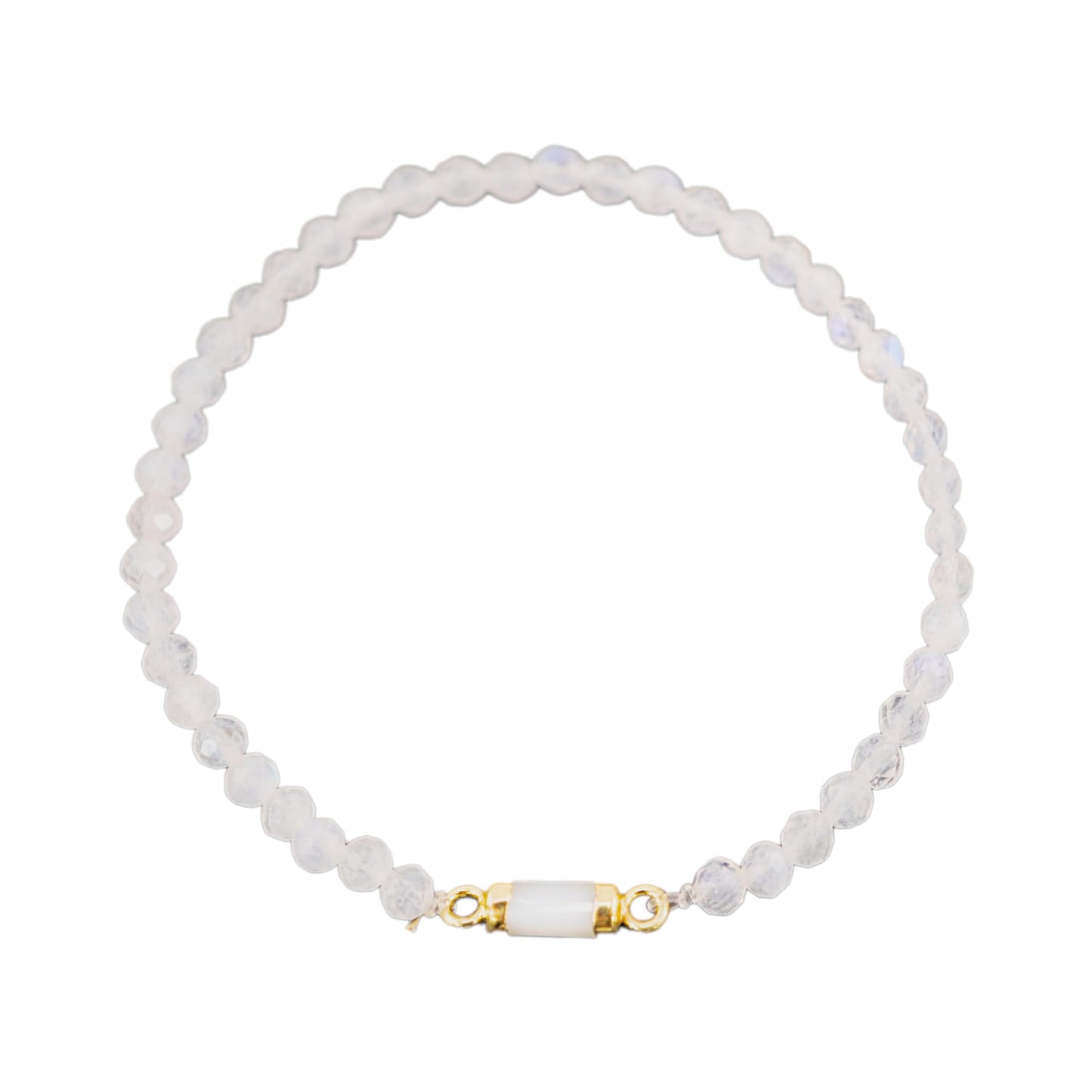 Moonstone Bracelet Birthday Gift for Girls, Toddler Bracelet with Certified 925 Sterling Silver 18K Gold Vermeil Moonstone Crystal Barrel Charm - Natural Organic Gift