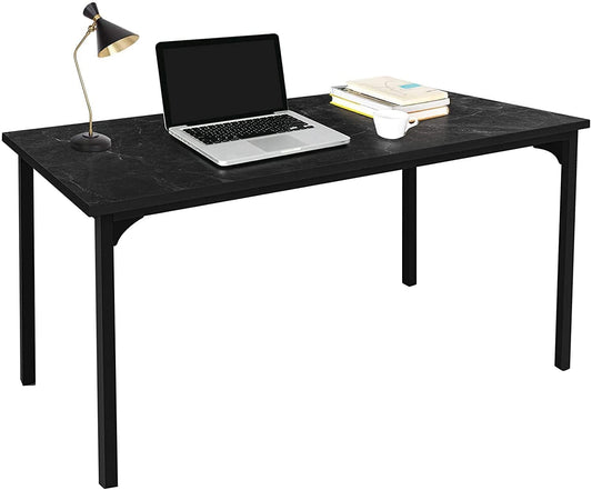 HealSmart Thickened 47 Inch Computer Office Desk, Home Writing Study Worktable for Bedroom, Black Small Desk, Modern Simple Style PC Table, Black