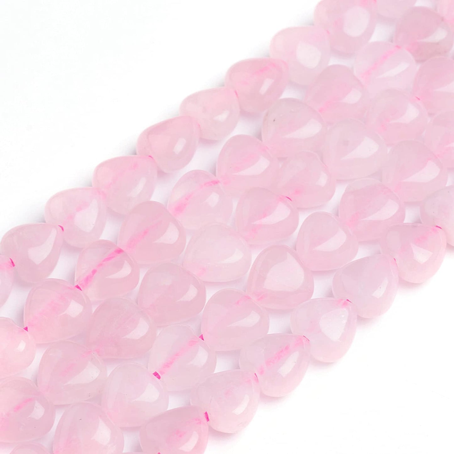 Fashewelry 98pcs Natural Rose Quartz Heart Beads Energy Healing Chakra Stone Loose Beads Polished Crystal Gemstone Spacer Beads for Earring Bracelet Necklace Jewelry Making, 7.2-9x8.3-8.7mm