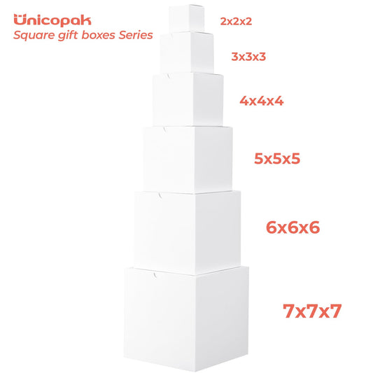 UnicoPak 10 Pack 7x7x7 Gift Boxes Bulk White Large Gift Boxes, Ideal for Birthday Gifts Christmas Gifts Party Favors Homemade and Business