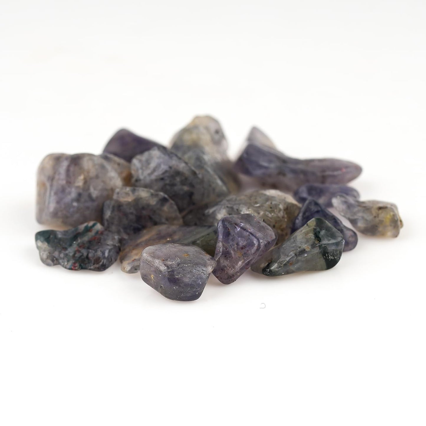 ColouredRocks 50 carats Purple Iolite Tumbled Crystals, Raw Stones, Rough Gemstones, Jewelry Making Supply, Cabbing, Polishing, Cutting, DIY, Crafts (14-16pcs) (8-12mm)