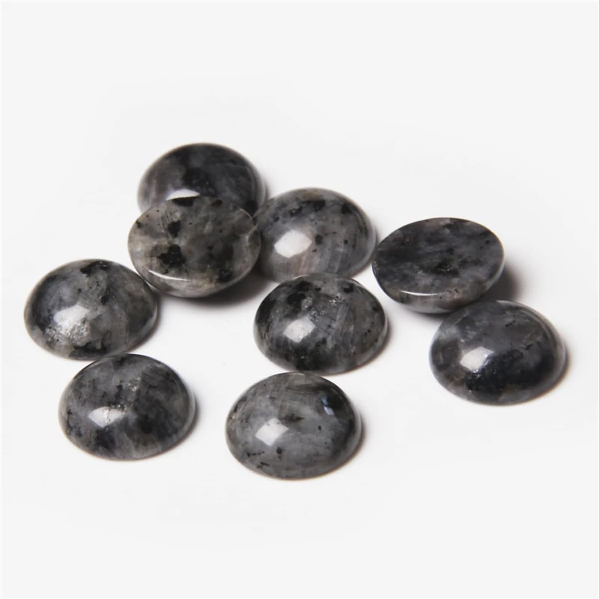 20pcs 6mm Natural Stone No Hole Black Labradorite Semicircle Smooth Cabochons Beads Healing Chakra Crystal Stone Bead for Jewelry Making Rings Earrings Necklace Bracelet DIY Crafts