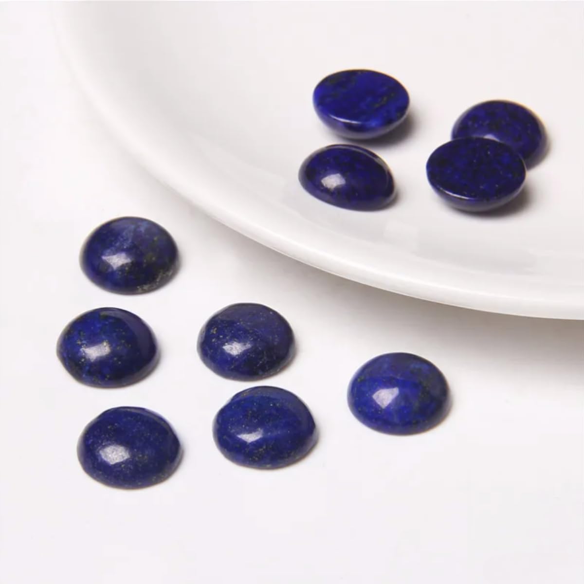 20pcs 6mm Natural Stone No Hole Lapis Lazuli Semicircle Smooth Cabochons Beads Healing Chakra Crystal Stone Bead for Jewelry Making Rings Earrings Necklace Bracelet DIY Crafts