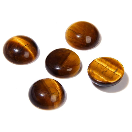 2TTFishoo 20pcs 4mm Natural Stone No Hole Tiger's Eye Semicircle Smooth Cabochons Beads for Jewelry Making Rings Earrings Necklace Bracelet DIY Crafts