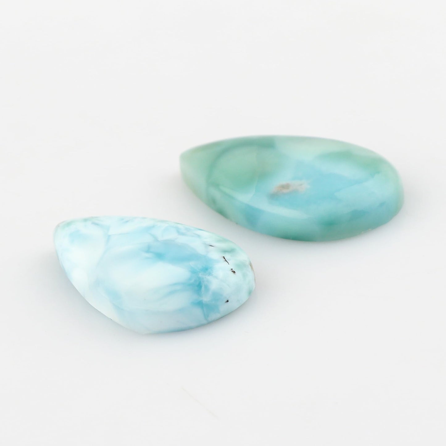 CRYSTALIS 2pcs, Pear, Natural Blue Larimar, Loose Gemstone, Wholesale Bulk Cabochons, Jewelry Making Supply, Chakra Healing Polished Stones, Wire Wrapping, DIY, Gem Collection, 20mm+