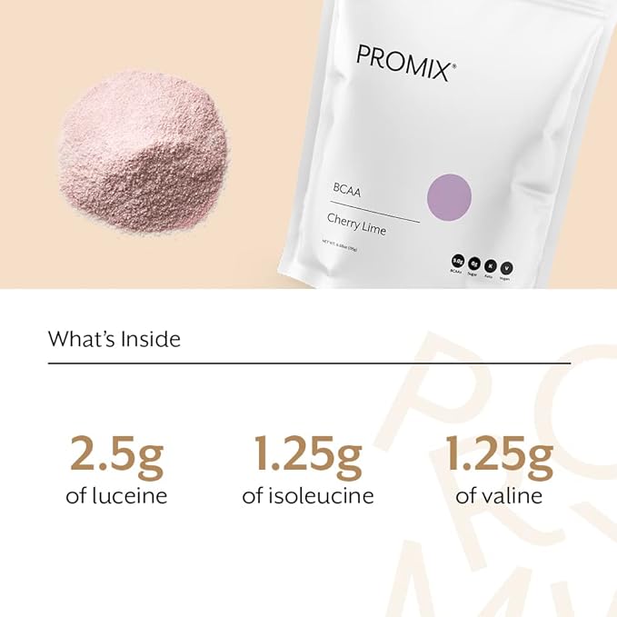 Promix BCAA Post-Workout Energy Powder - 5g Micronized BCAAs, Sugar Free, Plant Based, Vegan, Keto - Cherry Lime - 30 Servings (Pack of 1)