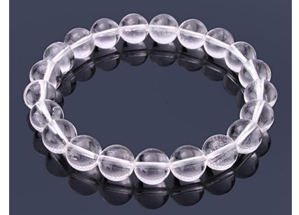 Adabele Real Natural Grade A Clear Crystal White Quartz Bracelet 8.5 inch Stretch Gemstone Beaded Bracelet Chakra Healing Crystal Stone Jewelry Energy Quartz Rock GB8-D15