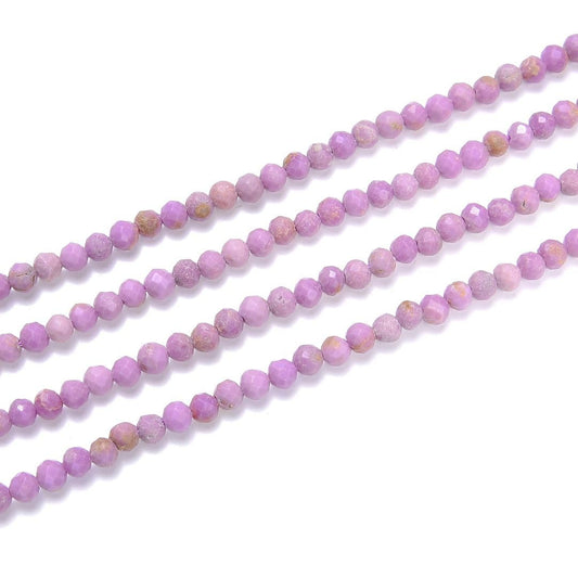 Adabele 30 Inch Natural Purple Phosphosiderite Healing Gemstone 3mm (0.12 Inch) Tiny Small Faceted Round Loose Beads Stone Spacer (270-290pcs Total) for Craft Jewelry Making GK3-25