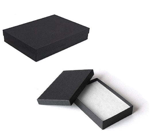 RJ Displays 10 Pack Cotton Filled Matte Black Jewelry Gift Boxes, Cardboard Jewelry Packaging Boxes for Necklaces, Bracelets and Watches, Retail Display Gift Boxes Size 7 x 5 x 1-1/8 Inch