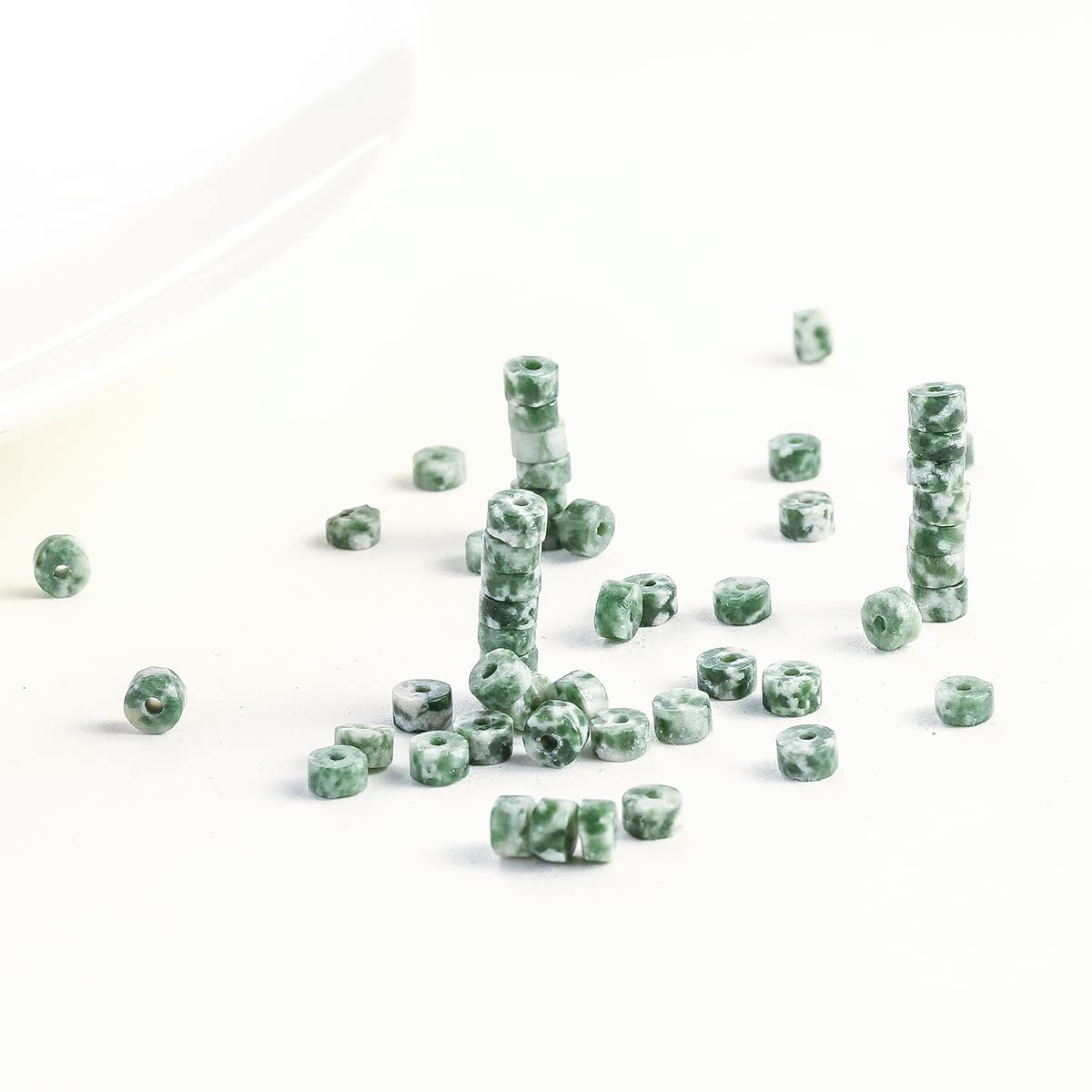 Natural African Jade Stone Spacer Beads 4x2mm 38cm/str Flat Round Loose Semi Gemstone Caps for Making Bracelets Necklace