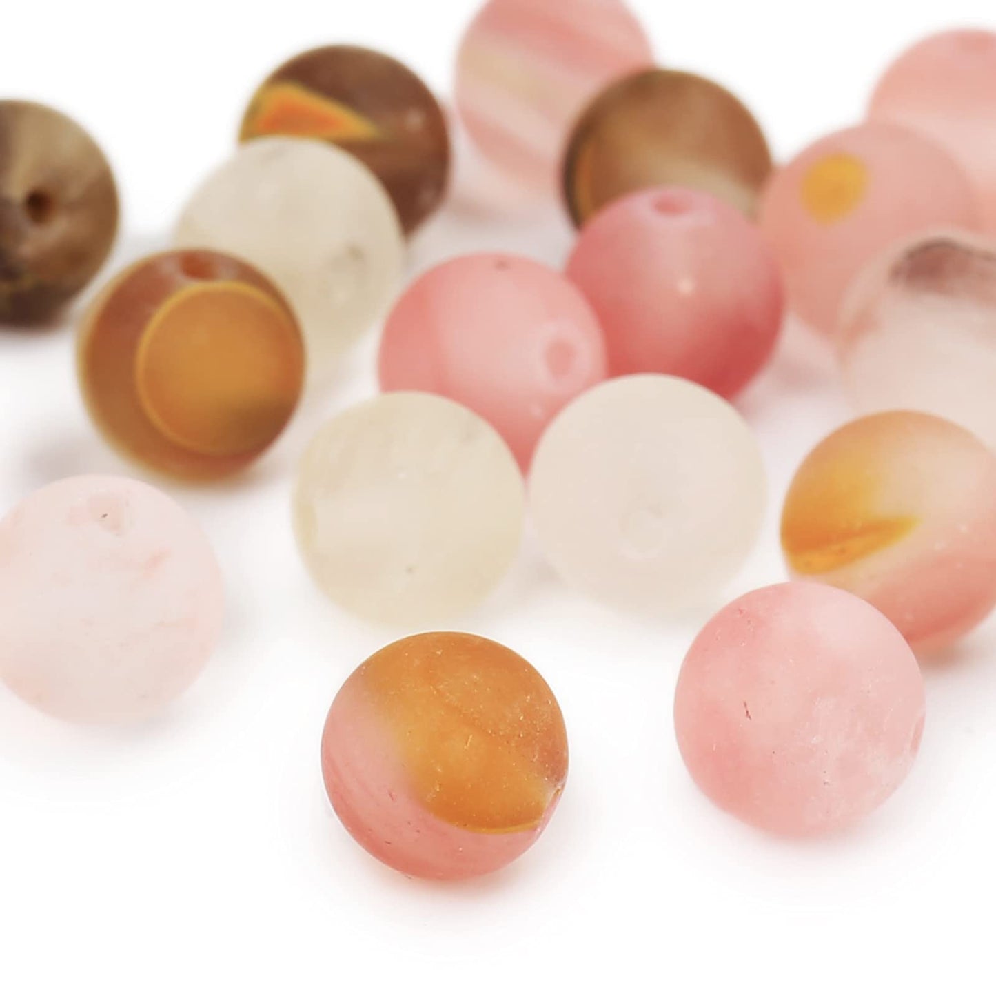 Natural Matte Watermelon Rind Beads, 8MM Round Frosted Unpolished Loose Gemstone Beads for Bracelet Necklace Jewelry Making, Energy Stone Healing Power with Stretch Beading Cord