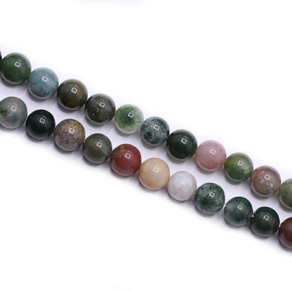 PLTbeads Natural Gemstone Loose Beads Smooth Round Approxi 15 inch DIY Bracelet Necklace for Jewelry Making (8mm, Indian Agate)