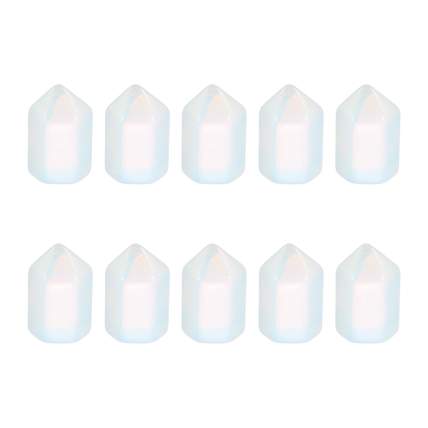 MECCANIXITY Crystals Wands Moonstone Hexagonal Faceted Single Points Towers Pocket Polished Stone Bulk for Energy Chakra Meditation Crystal Healing, 15 x 25mm (Milk White),5Pcs