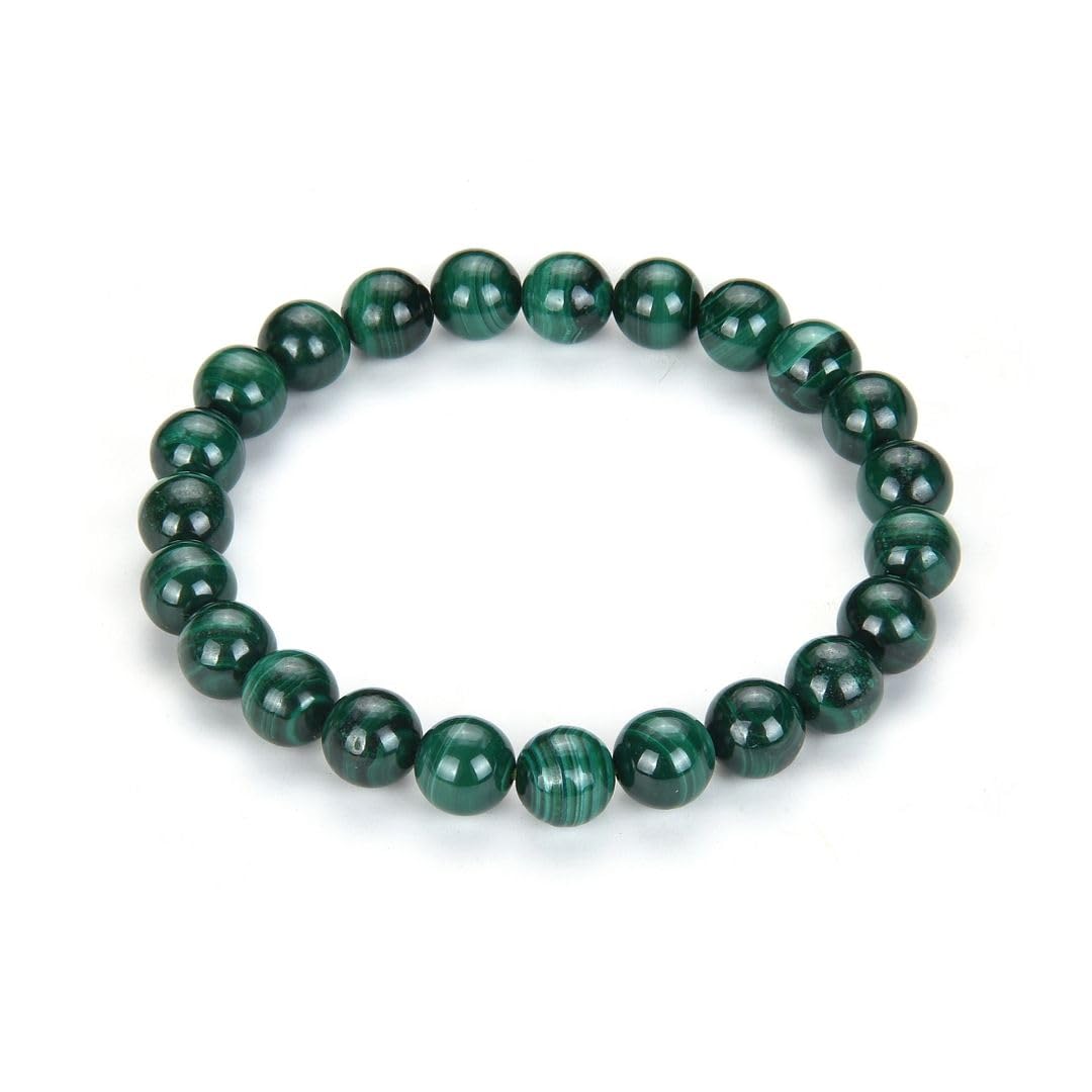 Adabele Real Natural Green Malachite Bracelet Gemstone Beaded Bracelet 7 inch Stretch Chakra Healing Crystal Stone Jewelry Women Mom Gift GB8-11