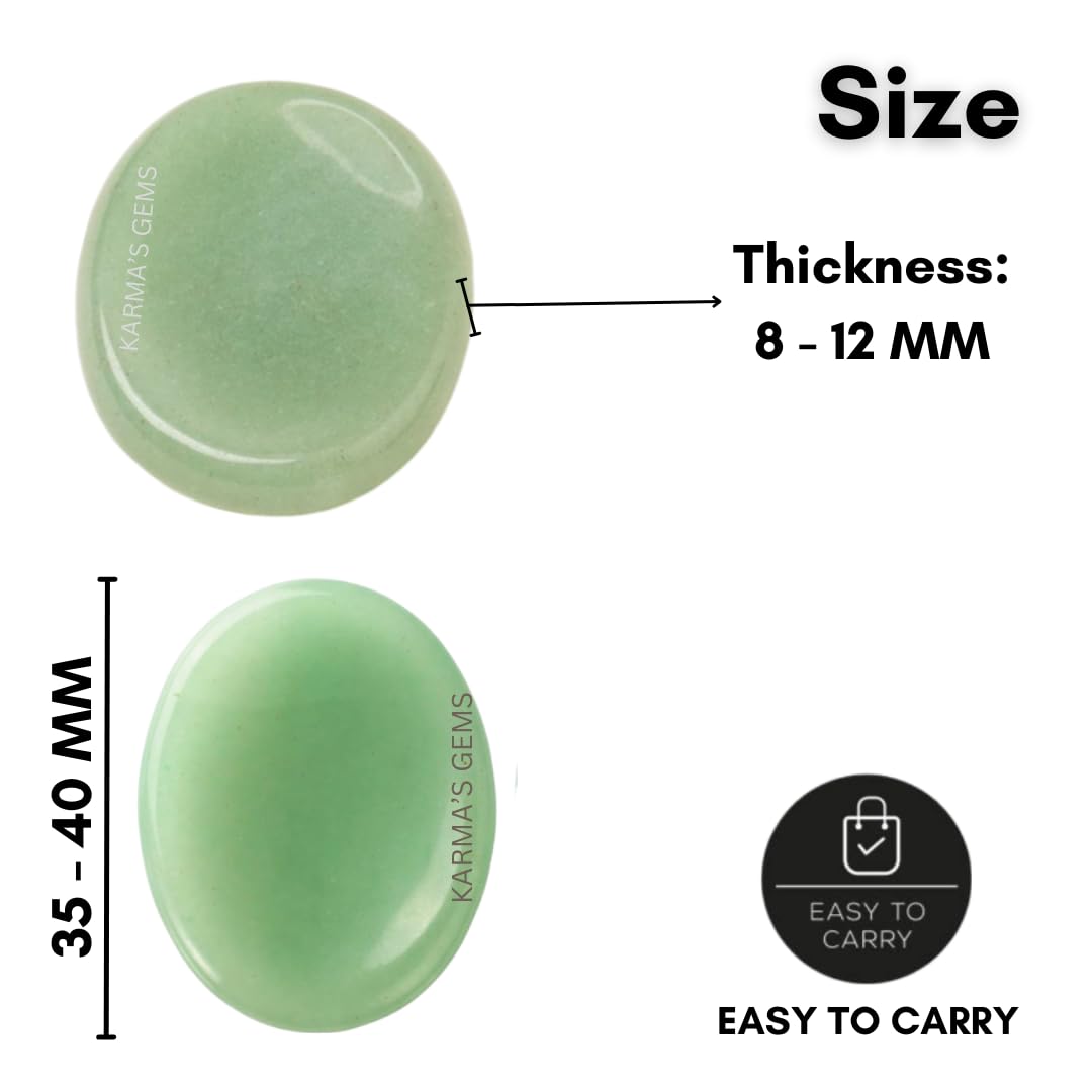Green Aventurine - Rubbing Natural Thumb Worry Stone - Hold in Your Hand for Relaxation or Anxiety Relief - Enhance Meditation, Aid in Healing the Mind, Body and Spirit